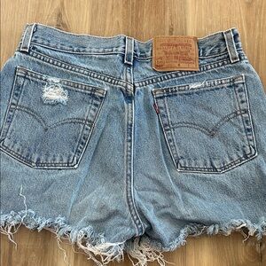 Levi's Women's Light Blue Frayed Jean Shorts